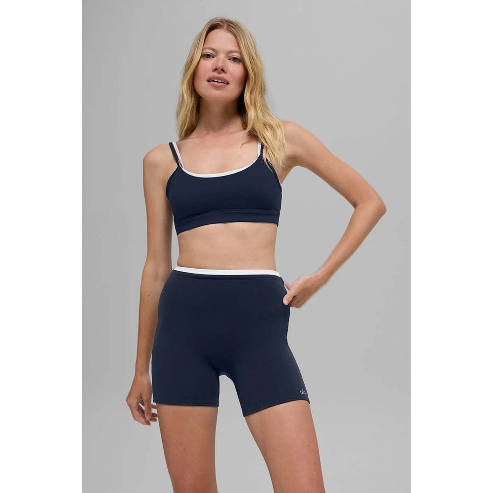 Alo Airbrush Double Up Sports Bra Navy/White Duo Tone